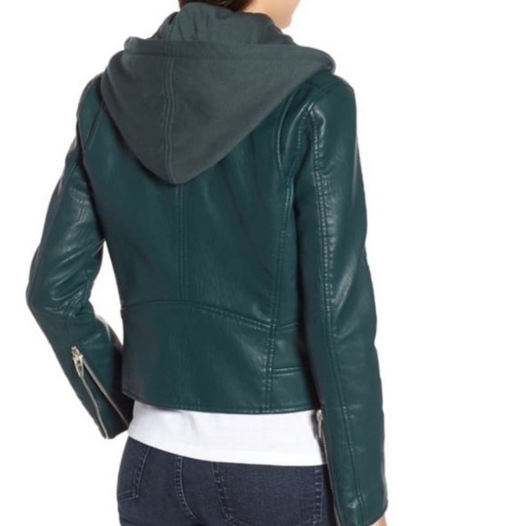 Blank NYC Moto Faux Leather Jacket bomber green - Picture 4 of 8